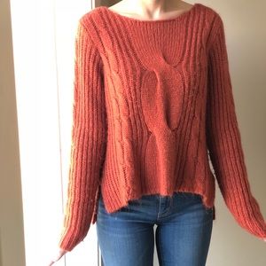 Orange high low knitted sweater